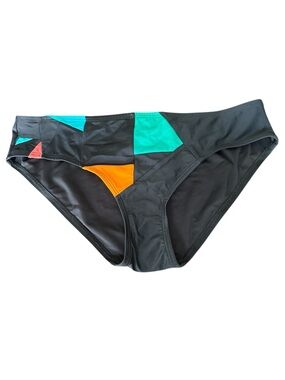 Zero Waist Daniel Black Patchwork Modern Swim Geometric Bikini Bottoms